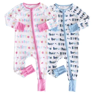 Baby Zip Romper Bamboo Baby Sleeper Organic Baby Sleeping Onesie Custom Print Sleepsuit New Born Knitted Jumpsuit Infant Clothes