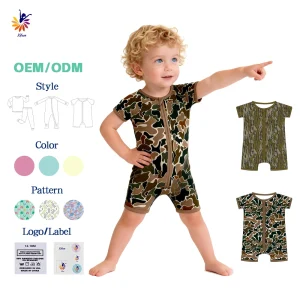 Baby Bamboo Fiber Set Natural Eco Friendly Romper Pajama With Beanie Custom Print Size Heat Transfer OEM