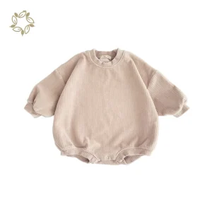 Organic Cotton Baby Bubble Bodysuit Baby Waffle Sweatshirt Romper Newborn Jumpsuit Custom Print Baby Sweater Bubble Romper