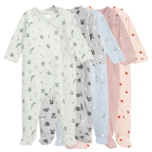 Baby Romper Organic Cotton Eco Friendly Footed Baby Onesie Sustainable Sleepsuits Baby Clothes Custom Newborn Print Romper