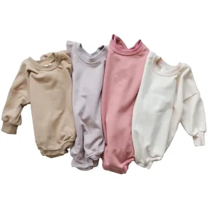 Organic Cotton Baby Sweatshirt Bodysuit Sustainable Baby Bubble Bodysuit Eco Friendly Romper for Newborns Custom Baby Oneise