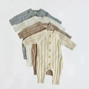Organic Cotton Knit Baby Onesie Custom Rompers Baby Jumpsuit Winter Sleep Suit Baby Clothes Newborn Onesie Infant Sleepwear