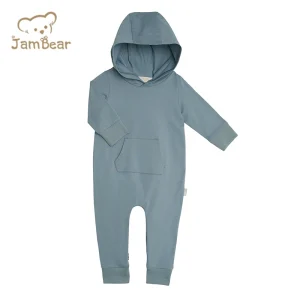 Organic Baby Sleeper Cotton Toddler Hooded Long Sleeve Baby Hoodie Romper Baby Onesie with Zipper Newborn Sleep Suit Jumpsuit