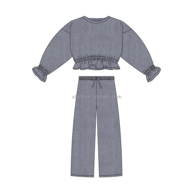 Unique Pj Print Bamboo Long Ribbed Custom Women Sleeve Sleepwear Women Femme Cotton Pajama