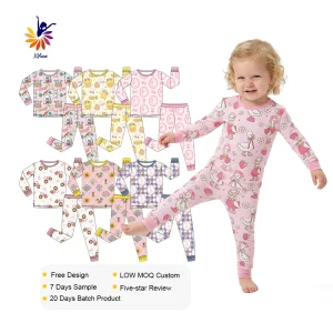 Bamboo Fiber Baby Printed Pajama Set Long Sleeve Baby Pajamas Set