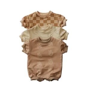 Organic Cotton Baby Bubble Romper Baby Sweatshirt Bodysuit Custom Newborn Onesie French Terry Baby Clothes Infant Jumpsuit