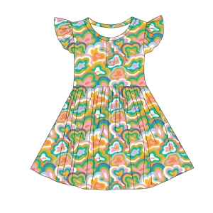 Factory Wholesale Hot Sell Kids Girls Bamboo Sleeveless Twirl Dress Breathable Soft Floral Print Baby Girl Dresses