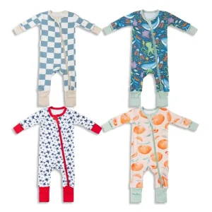 Organic Bamboo Baby Rompers Custom Bamboo Pajamas Newborn Onesie Two Way Zip Baby Sleepsuit Zippy Baby Wear Print Infant Clothes