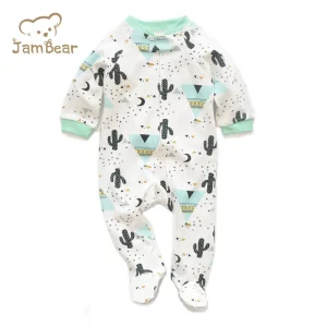 Organic Cotton Baby Romper Custom Sleepsuit Zip Customize Newborn Footie Sleepwear Eco Friendly Baby Two Way Zip Sleepsuit
