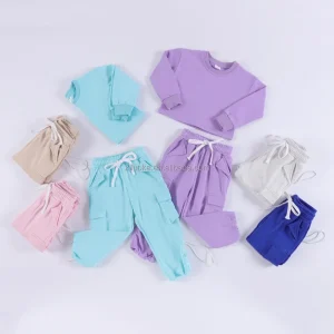 Wholesale Children Clothes Girls Clothing Set Spring Autumn Cotton Sweatshirt and Jogger Set Custom Kids Clothing