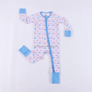 Custom Print Bamboo Fabric Newborn Baby Infant Rompers Clothes Zipper Baby Bamboo Pajamas Viscose Toddler Sleeper Clothes