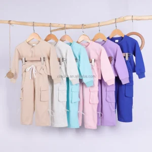 Wholesale Children Clothes Girls Clothing Set Spring Autumn Cotton Sweatshirt and Jogger Set Custom Kids Clothing