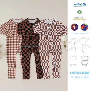 Orgnaic Bamboo Baby Zipper Romper Baby Pajamas Sustainable NewBorn Sleeper Baby Clothes Custom Infant Onesie Newborn Jumpsuit