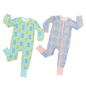 Organic Bamboo Baby Romper Long Sleeve Zippy Custom Print Baby Onesie Jumpsuit Sustainable Jersey Baby Clothes Newborn Sleepsuit