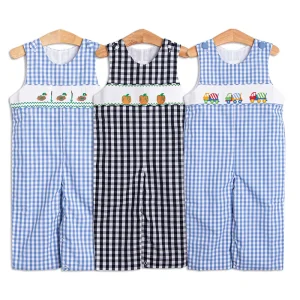 Organic Cotton Baby Romper Sleeveless Boys Smock Clothing Smocked Jon Jon Custom Print Sleepsuit Newborn Onesie Baby Jumpsuit