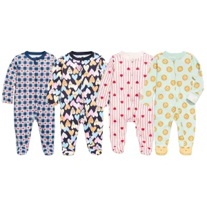 Organic Cotton Baby Romper Custom 2 Way Zip Sleep Play Footed One-Piece for Baby Sustainable Baby Sleepwear Nerwborn Onesie