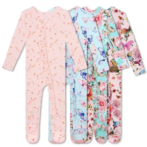 Bamboo Baby Romper Organic Baby Bamboo Rayon Spandex Romper Zipper Foot Eco Friendly Infant Sleeper Sustainable Newborn Onesie