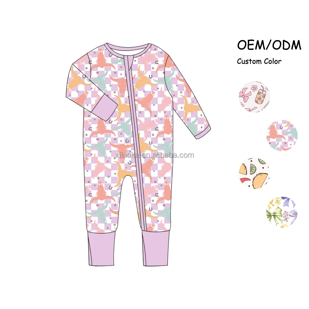Soft bamboo baby pajamas in vibrant colors, ideal for B2B wholesale businesses seeking eco-friendly, high-quality infant clothing solutions.