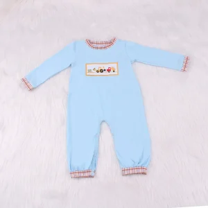 Happy Luoka OEM Cotton Embroidery Toddler Machine Smocked Baby Rompers