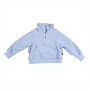 Wholesale Private Custom Solid Color 85% Cotton and 15% Polyester Sweatshirt Fabric High-collar-zipper Long Sleeves with Pocket