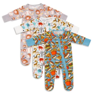 Custom Organic Bamboo Baby Clothes Infant Jumpsuit Baby Romper Baby Onesie  Baby Pajamas Newborn Sleepsuit Printed Two Way Zip