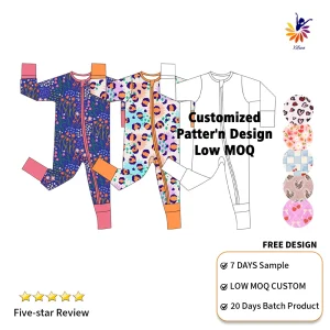 Bamboo Fiber Printed Baby Romper Custom Heat Transfer Logo Bamboo Baby Clothes Bamboo Zippy