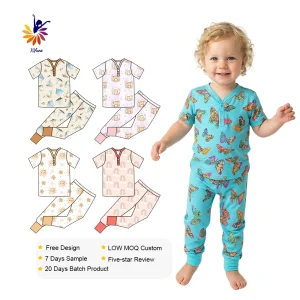 Wholesale Custom High Quality Bamboo Comfortable Girls' Casual Outfits Knitted Fabric Pajamas Clothes Set ODM Supply