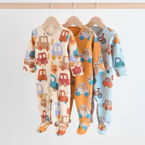 Organic Cotton Baby 2 Way Zip Sleepsuits Rib Baby Romper Knitted Newborn Onesie Baby Sleepwear Onesie Custom Infant Clothes