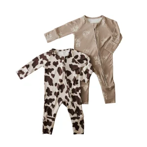 Organic Bamboo Zipper Pajamas Baby Romper Custom Baby Sleepwear Sustainable Newborn Sleepsuit Infant Jumpsuit Baby Clothes