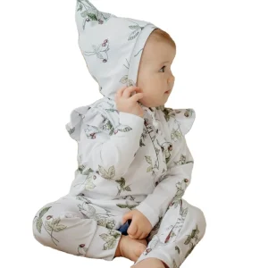 Organic Cotton Newborn Romper Baby Onesie Sleepwear Customize Natural Baby Sleepsuit Flying Sleeve Organic Infant Sleepsuit