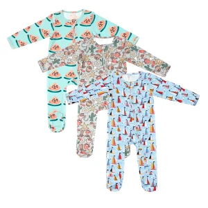 Organic Bamboo Baby Romper Custom Baby Footie Bamboo Zipper Pajamas Sleep Suit with Zip Sleepwear for Newborns Baby Clothes