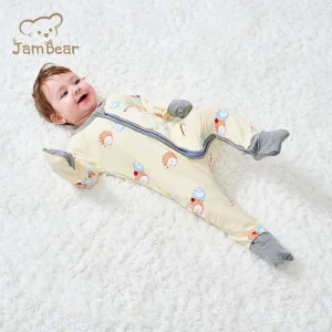 100% Organic Cotton Baby Boys Rompers Babies Sleepwear Sleep Suit with Zip Baby Clothes Infant Onesie Printed Newborn Jumpsuit