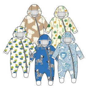 Spandex Bamboo Fiber Baby Sleepsuit Baby Romper  Zipper Baby Onesie Custom Print Newborn Sleepwear Infant Jumpsuit Long Sleeve