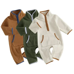 Flannel Baby Romper Newborn Onesie Custom Baby Sleep Suit Fleece Sleeper Infant Jumpsuit Winter Baby Clothes Factory