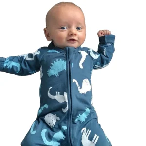 Baby Boys' Rompers Organic Cotton Signature Print '2-Way' Zip Romper Custom Long Sleeve Sleep Wear for Baby Sleep Suit with Zip
