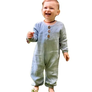 Muslin Baby Rompers Custom Long Sleeve Sleepsuits for Baby Organic Cotton Newborn Onesie Muslin Natural Baby Clothes