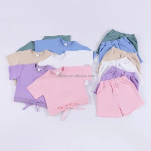 Custom Logo Casual Loose Tshirt and Shorts Summer Suit Children's Short Sets 2 Piece Newborn Kids Girls Boys Clothing Sets