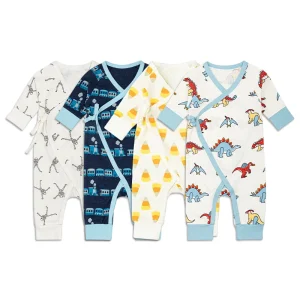 Organic Cotton Baby Rompers Preemie Baby Sleep Suit Custom Kimono Tie One-Piece Infant Onesie Baby Pajamas Newborn Clothes