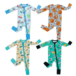 Organic Bamboo Zipper Pajamas Baby Romper Baby Onesie Custom Print Newborn Sleepsuit Sustainable Baby Clothes Newborn Jumpsuit