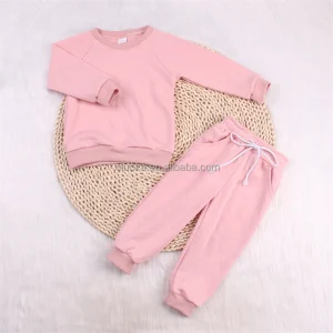 New Arrival Children Autumn Plain Clothes Set Unisex Soft Kids Jogger Outfits Sets