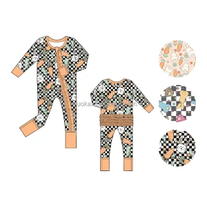 High Quality Comfortable Bamboo Spandex Ruffle Zippy Sleeper Jumpsuit Private Custom Romper with Double-zipper
