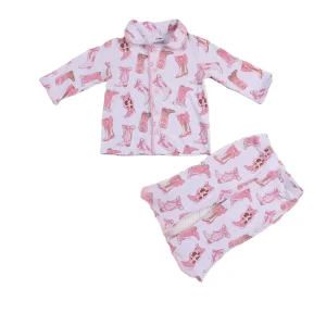 Wholesale Custom Logo Girl Matching Two Pieces Pajamas Sleepwear Long Sleeve Kids Bamboo Pajamas Set