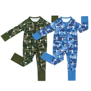 Organic Bamboo Zipper Pajamas Baby Romper Custom Print Baby Clothes Sustainable Jersey Baby Onesie Newborn Sleepsuit Jumpsuit