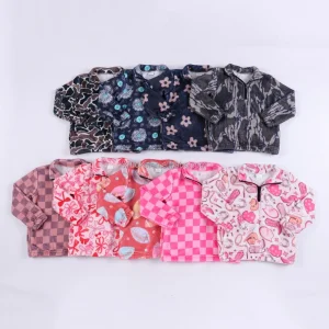 New Arrival Girl Quilted Jacket Girl Blue Floral Kids Clothes Polyester Children Quilt Coat for Winter