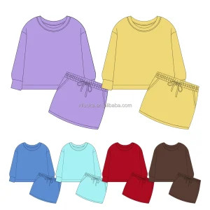 Girls 2 Piece Sweatshirt Outfit Long Sleeve Hoodie with Matching Skirt Set Casual Lounge Wear for Kids