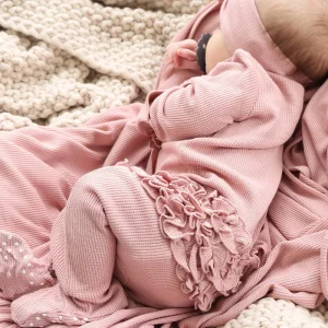 Organic Bamboo Waffle Long Sleeve Romper Baby Onesie Knit Newborn Sleep Suit Sleep Wear for Baby Jumpsuit Infant Clothes