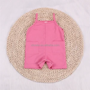 Wholesale Baby Kids Waffler Overalls Children Short Pants With Pocket Kids Jumpsuit