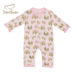 JamBear Baby Magnetic Romper Organic Cotton Romper Pima Cotton Baby Magnetic Onesie Baby Jumpsuit Infants Zip Sleepsuit
