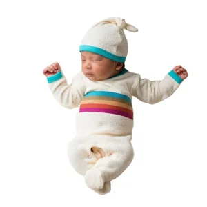 Organic Cotton Baby Rompers and Hat Custom Kids Pajama in Terry Cloth Baby Button Sleeper Long Sleeve Organic Baby Clothes