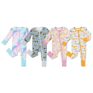 Organic Baby Rompers Bamboo Baby Clothes Custom Sleep Suit Newborn Onesie Zipper Baby Pajamas Infant Sleepwear Newborn Jumpsuit